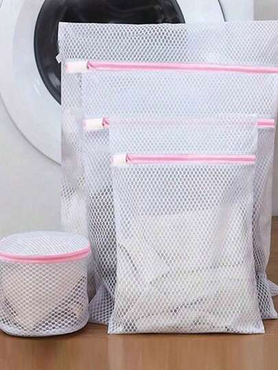 1pc Mesh Laundry Bag, Honeycomb Wash Bag, Suitable For Clothes, Shirts, Bras, Socks, Leggings, Underwear, Travel Storage Bag, Minimalist Style For Spring & Summer