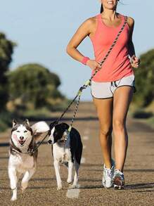 1pc Nylon Material 2-Way Glow-In-The-Dark Pet Leash, Double-Ended Dog Walking Leash Frees Up Hands For Jogging & Walking, Suitable For 2 Pets