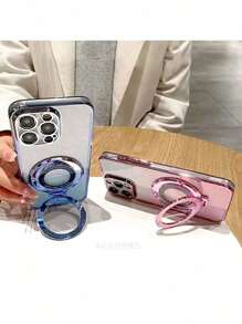 Magnetic TPU Flash Powder Gradient Ring Holder Phone Case Is Suitable For Compatible With Samsung S21 S22 S23 S24 S25 A14 A15 A16 A52 A53 A54 A25 A35 A55