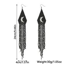 AHAYA Bohemian Gothic Stil handgefertigte Ohrringe mit Samen-, Glas-Perlen und Quasten, schwarz-weiße Mondlicht Quasten Ohrringe für Frauen, Weihnachts-/Valentinstags-Geschenk