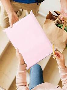 10/20/30/50 piezas Bolsas de embalaje de polietileno resistentes al agua de color rosa claro, bolsas multiusos sencillas, adecuadas para la escuela, la oficina, el envío y el reenvío de regreso a la escuela