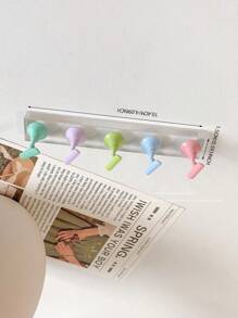 1 Set Base rectangular transparente sólida de acrílico + 5 puntas de uñas de color macarrón, Suministros de decoración de uñas, Soporte de exhibición de práctica, Accesorios de fotografía