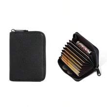 11卡名片夹钱包多卡位零钱包多卡位卡片收纳盒男女通用，适用于日常购物、学校旅行存储信用卡RFID屏蔽（黑色） - 黑色 - 查看 7