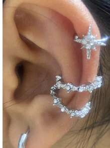 5/4/1 Multicolor Copper Diamond-Studded Nose Ring, Nose Stud Body Piercing No Hole Nose Jewelry Nose Clip Ear Clip Dual-Purpose Accessory With Size Marking For Clear Product Identification