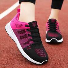 Women's Casual Running Shoes, Lightweight And Breathable, New Mesh Women's Shoes, Black Versatile Student Running Shoes - Black Rose Red - View 12