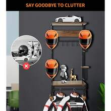 2357/New   NANXITU Motorcycle Helmet Rack Wall Mount, Retro Rust Holder  Wood Floating Shelf For Accri Storage, Display Hanger Stand  Clips And Hooks - Clear - View 6