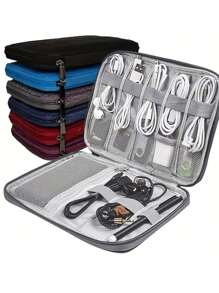 Travel Organizer Pouch With 8 Elastic Bands, Can Hold Data Cables, Earphones, USB Drives, Memory Cards And Other Electronic Accessories, Mesh Pockets For Chargers And Other Electronics Back To School