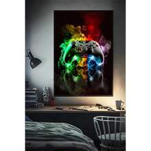 1pc /3pcsWall Arts Posters Optional Frame 80s Retro Funny Monkey Player Gamepad Picture For Gaming Room Living Canvas Painting Print Wall Art Home Decor Aesthetics Poster ,Wall Art With Frame