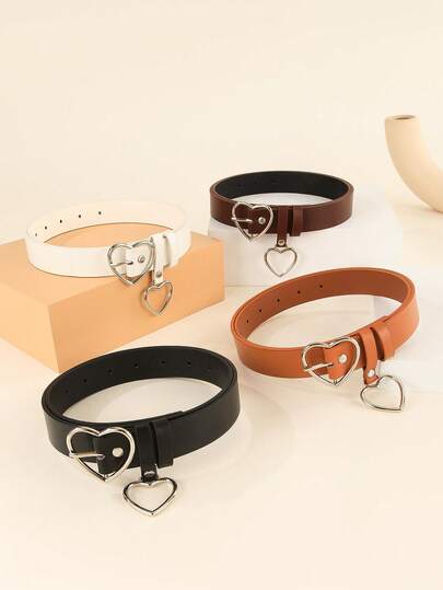 1 قطعة تنورة جينز مزودة بحزام مع إبزيم على شكل قلب من جلد البولي يوريثان، متعددة الاستخدامات لمناسبات عيد الحب وعيد الهالوين والصيف والمدرسة والخريف