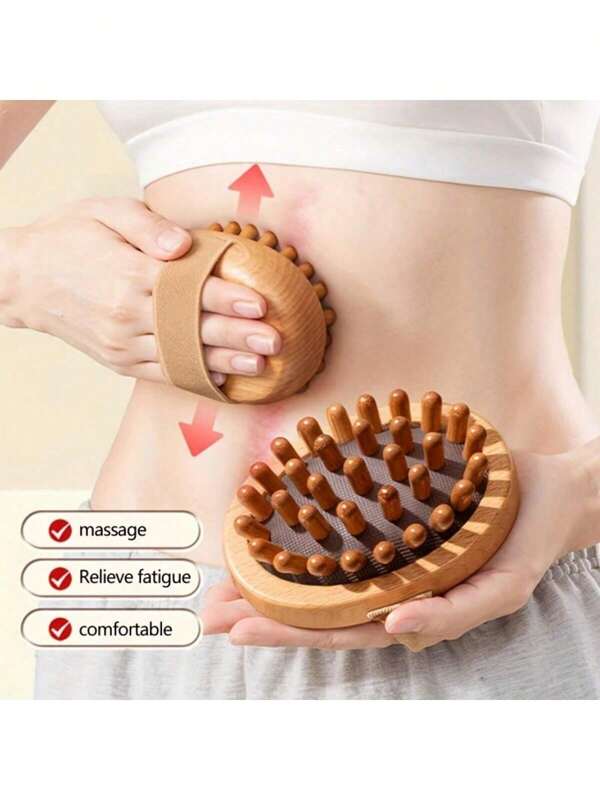 1/2pcs Wooden Meridian Massage Brush, Manual Full Body Scraping Massager, Head Abdomen Leg Body Relaxation Soft Brush, Home Ergonomic Anti-Fatigue Massage Tool