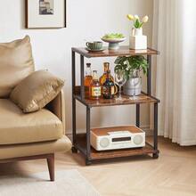 Printer Stand With Storage Shelf,3 Tier Printer Table With Wheels,Printer Cart For Home Office Organization, Rolling Cart Stand For Heat Press Microwave And Mini Fridge TPS001H - Rustic Brown - View 4