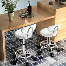 Set Of 2 Bar Stools, Dining Chairs With Castors, Split Backrest, Kitchen Chairs With 120 Kg Load Capacity - White - View 5