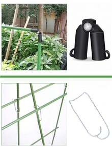 Juego de enrejado para plantas ajustable de 24 piezas/36 piezas/42 piezas que incluye accesorios de conexión, de altura 80 cm/120 cm/160 cm, conjunto de estructura de escalada de rejilla metálica de jardín, kit de varillas de soporte recubiertas de PE verde para frutas, verduras, enredaderas y flores - Multicolor - Ver 6