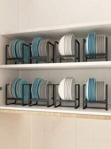 A Black And White Simple And Fresh Kitchen Plate, Dining Plate, Tableware, Dish, Dish Drain Storage Rack, Household Sorting Plate, Dish Tableware, Bowl, Plate, Cabinet Built-In Rack, Kitchen Plate Drain Rack, Dish Rack, Dish Storage Rack, Household 1PC