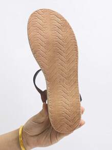 1 par de sandalias de plataforma y cuña impermeables para verano, con suela gruesa y versátiles, adecuadas para adolescentes