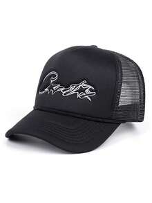 1 件男式/女式恶魔岛刺绣网眼遮阳帽，可调节透气男女通用卡车司机棒球帽，用途广泛 - 多色 - 查看 14