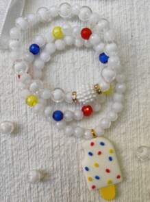 Kit 1 Laço + 3 Pulseiras p Criança Infantil Presilha de Cabelo Hair Clip Acessório Menina