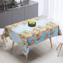 1 pieza Mantel con tema de carpincho de dibujos animados, mantel impreso con lindos carpinchos en agua de piscina, adecuado para decoración de mesa en fiesta de cumpleaños - Multicolor - Ver 3