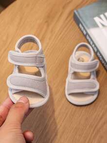 1 双男士沙滩鞋布鞋带双按摩带设计平底休闲凉鞋，适合夏季 - 灰色 - 查看 3