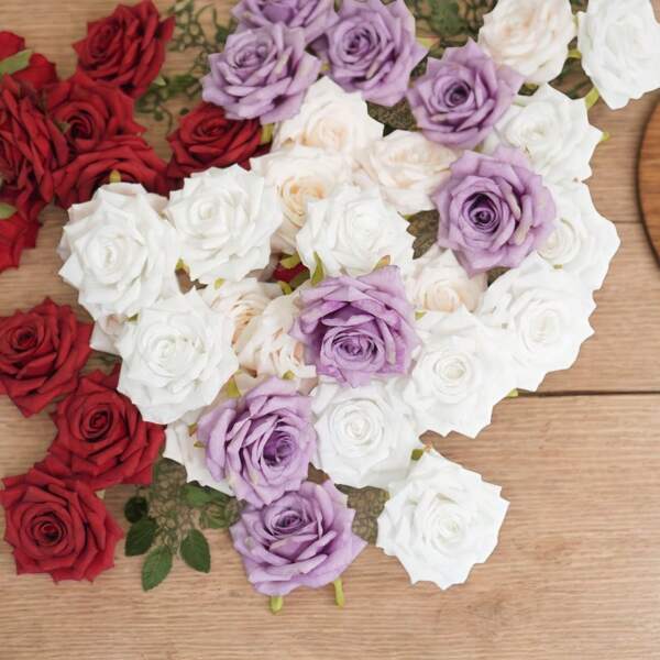 Flower Realm 12PCS Artificial Flower Head Set – Mixed Silk Rose Heads, Bulk Craft Flowers For Wreaths, Wedding Decorations, Home Decor, Graduation Caps, Bridal Showers, Party Decorations, And DIY Cake Toppers