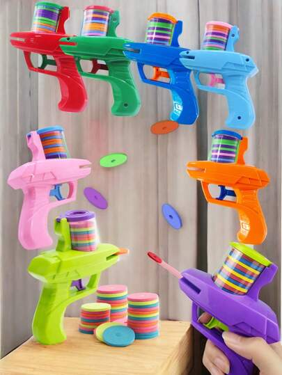 1/2/4pcs Carrot Flying Disc Gun Children's Cartoon Gun, Parent Child Interaction Rotating Shooting Puzzle Toy Indoor Outdoor Interactive Toy, Children's Festival Gift,Disc Launcher, Toys For Boys, Kids Fidget Toys, Girl Gift, Cat Toys - EVA Foam Disc Shooter Fun Toys,Handheld Squishy Disc Toy Gun For Pet Training