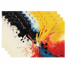 1/4/6/8/12 件亚麻餐桌垫，可水洗印花餐垫，表面保护垫，室内外餐桌垫，适用于节日派对、厨房餐桌装饰 - 彩色 - 查看 16