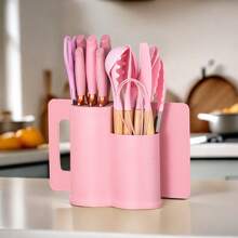 19pcs Silicone Kitchen Utensil Set With Wooden Handles, Heat-Resistant Non-Stick Cooking Tools, Includes Elegant Knives And Storage Organizer- Easy Cooking & Cleaning For Home And Kitchen Light Green