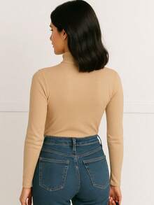 Cacharrel Women's Blouse Long Sleeve Ribbed Collar Cotton Simple Casual Night Home Daily Street Autumn Winter - 米色 - 查看 3