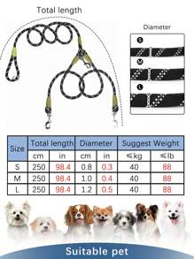 1pc Nylon Material 2-Way Glow-In-The-Dark Pet Leash, Double-Ended Dog Walking Leash Frees Up Hands For Jogging & Walking, Suitable For 2 Pets