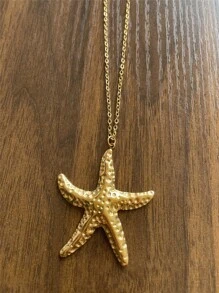 Fashion Minimalist Stainless Steel Starfish Necklace, Summer New Arrival