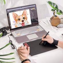 8192 niveaux de pression 8 touches express Tablette graphique légère, convenant pour Windows, compatible OTG pour la création artistique, l'esquisse, la conception et l'enseignement, zone active de 7,6 x 5,6 pouces avec système d'équilibrage d'inclinaison et taux de rapport de 266 PPS pour une expérience de dessin fluide
