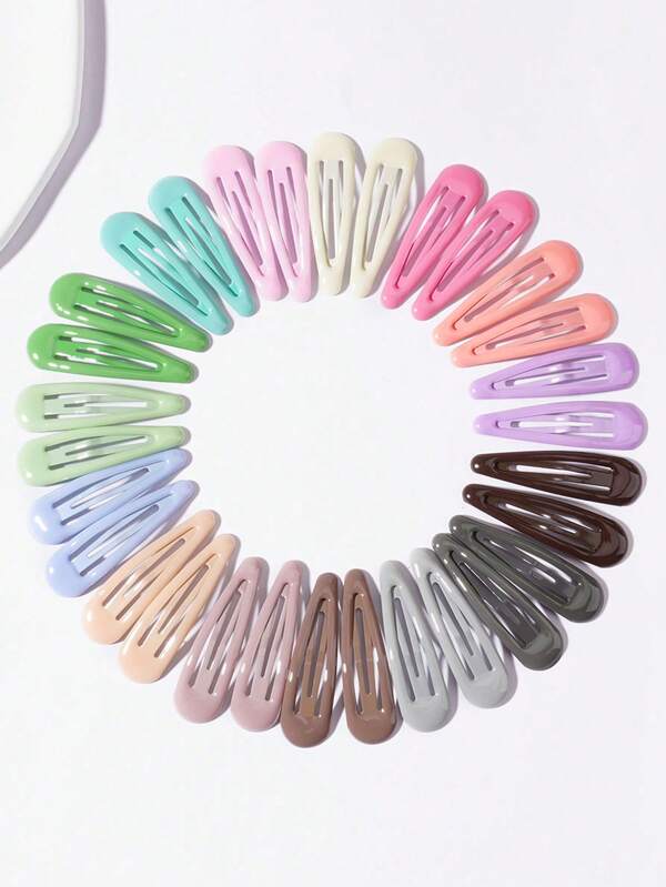 20pcs/Set Candy Color Children Hair Clips Minimalist Rainbow Bowknot Hair Accessories, Assorted Colors