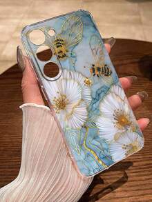 蓝色花朵与蜜蜂彩绘透明简约时尚防摔手机壳防水防震防刮 - 彩色 - 查看 3
