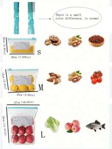 40pcs Zip Lock Food Storage Bags, Thick Freezer Bags For Fridge, Microwave Friendly, Reusable, Suitable For Organizing (Available In 25pcs, 30pcs, 20pcs, 15pcs, 10pcs, 1pc) - Multicolor - View 6