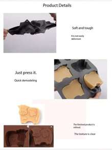 6 Stück/Set Braune Silikon Kuh-förmige Kuchenformen, hitzebeständige Backformen, Kuh-förmige Süßigkeiten- und Schokoladenformen für DIY Tortendekoration