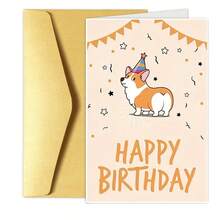 1/2/5/10 张可爱的柯基犬生日贺卡，非常适合爱狗人士发送给家人、朋友和同事 - 生日快乐卡 - 彩色 - 查看 11