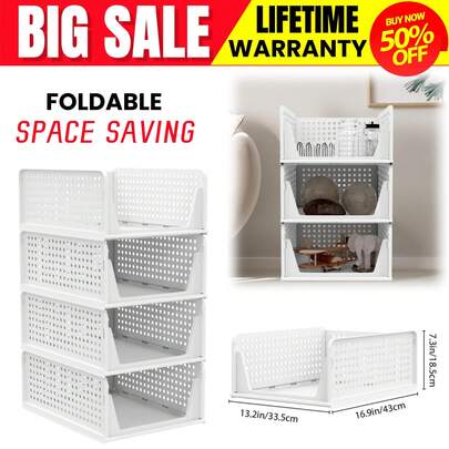 AutoFu 4 Packs Stackable Folding Wardrobe Organizer Shelf Rack Closet Storage Box Drawer, Collapsible Boxes, Clothe Organizer, Save Your Space!Drawer Organizers Back To School Travel Essentials Room Decor,Home Decor,Bedroom Decor Storage Organization And Storage Puppy Keep Dress Shorts Phone Case Bikini Summer Dresses For Women Skirt Summer Dress Dresses Nails Jeans Tops White Dress Dresses For Women