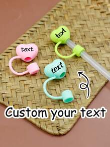Étui en silicone personnalisé pour paille avec nom, étui personnalisé pour paille avec motif cœur, bouchon anti-poussière personnalisé pour paille, étui personnalisé mignon pour paille avec nom, multifonctionnel, compatible avec les tasses et bouteilles, décoratif, étudiants, travailleurs, enfants, anniversaire, fête des enfants, mariage, cérémonie de remise des diplômes, pendaison de crémaillère