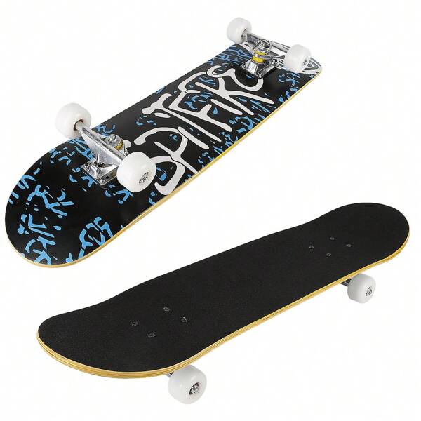 Skateboard Outdoor-Skateboard Komplettes Skateboard Vormontiert, Skateboard Longboard mit ABEC-7-Lagern für junge Erwachsene Belastbarkeit 250kg (Graffiti-Buchstaben)