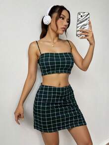 Vestido de mujer con tirantes ajustables. - Verde militar - Ver 1