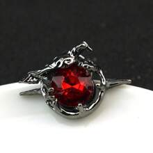 1pc Vintage Style Red Gem Crow Brooch, A Fine Collectible Feature For Anime/Game Fans And Gift, Also Suitable For Party/Holiday Wear And As Valentine's Day Present