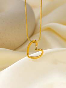 1PC- Stylish And Fresh Personalized Stainless Steel Gold And Silver Hollow Arc Love Pendant Bone Chain Necklace, Holiday Birthday Gift, Daily Wear, Excluding Box