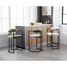 Chairus Kitchen Stools Velvet Set Of 2 Bar Stools Breakfast Modern Counter Sofa Height High Stools With Metal Frame Dining Chairs, Dining Table And Chairs - Grey - View 9