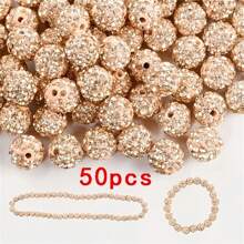 10/20/30/50/100 pièces Perle de strass plat en verre blanc de 10 mm, boule à facettes Disco, convient pour la fabrication de bijoux, bracelets DIY, colliers, boucles d'oreilles et travaux d'artisanat