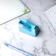 1pc Desktop Tape Dispenser, Colored Plastic Creative Tape Cutter For Office, Tape Holder - Blue - View 3