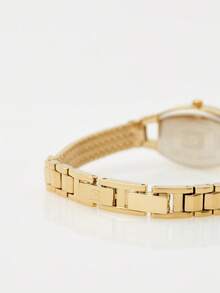 Anne Klein 女士石英手链模拟手表，钻石黑色表盘，女士金色网状手链手表，可调节末端链节，女士优雅时尚礼品手表，AK/2184BKGB