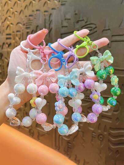 1 件蝴蝶结钥匙链手机挂绳、包饰、装饰品、送给朋友和同事的礼物汽车配件学校可爱哥特 Y2k