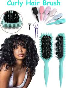 2025 新款卷发梳 – 男女适用防毛躁顺发卷发梳，无需拉扯即可打造完美卷发和波浪卷发的造型工具 - 彩色 - 查看 2