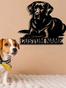 1pc Customized Metal Labrador Dog Tag - Personalized Gift For Dog Lovers, Wall-Mountable Housewarming Gift, Engraved With Custom Name, Indoor/Outdoor Pet Owner Decorative Art,Home Decor Living Room ,2026-Collection - Black - View 7