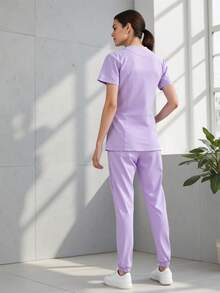 Uniforme Quirúrgico  Mujer Cómodo Alta Calidad Tela antifluidos Elastico Colorido Filipinas Set Dos Piezas Jareta - Lila Púrpura - Ver 2